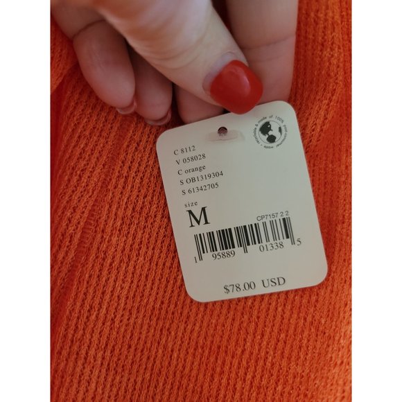 Free People Orange Coquette front tie Cardigan size Medium New bows - Picture 6 of 7